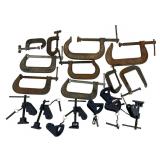 Large Lot of C-Clamps & Metal Clamps
