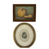 Acrylic Fruit Painting SBK 1962 & Woman Litho