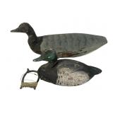2 Painted Duck Decoys with Line Weights