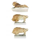 Zolnay Hungary Three Buffalo Ornaments