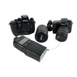 Nikon F4 & D7500 Cameras with Lenses & Flash,