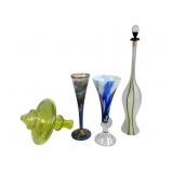Art Glass Vases & Decanter Assortment