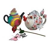 2 Ceramic Teapots & Decorative Items