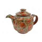 9 x 6.5 Inch Drip Glazed Teapot, Signed