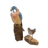 Greens Baltimore Carved Kestrel Hawk & Sandpiper