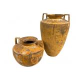 Two Metal Vase Urns with Handles