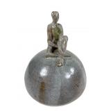 Signed Studio Pottery Nude Woman on Sphere