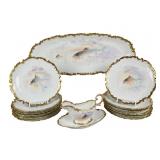 Victorian French Limoges Fish Porcelain Set