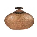 Large Textured Copper-Toned Lidded Urn