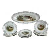 13pc Carl Tielsch Germany Porcelain Fish Set