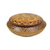 Amphora Ceramics hand-painted geometric pyxis