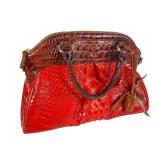 Brahmin Louise Red & Brown Croc Satchel