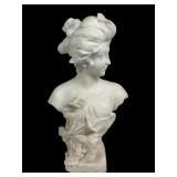 Art Nouveau Style Marble Bust of Young Woman