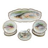 Antique French Porcelain Fish Platter Set