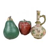 Terra-Cotta Fruits & Handled Vase Lot