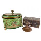 Castillion Import Floral Lacquer Box & 2 Dï¿½c.