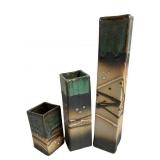 Handmade Asian Inspired Pottery Vases Pair