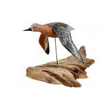 Hand-Carved Red Knot Shorebird Sculpture
