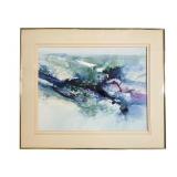 Violet Teal Watercolor Seascape by Friedman
