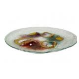 Handcrafted Fused Glass Plate with Copper