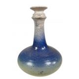 Artist Signed Blue & White Ceramic Vase 15 in