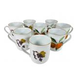 8 Royal Worcester Evesham Gold Mugs