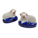 Pair Antique Staffordshire Sheep Pen Stands
