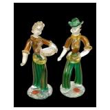 Pair Archimede Seguso Murano Glass Peasant Figures