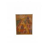 Charles Frith pastel church scene, signed
