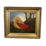 Oil on Canvas Cherries in Woven Hat