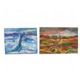 Charles Frith Two Small Paintings, Same Scene