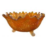 Carnival Glass Three Footed Bowl