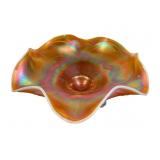 Iridescent Dugan Co. Carnival Glass Ruffled Bowl