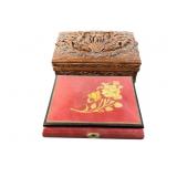 Two Decorative Wooden Boxes, 3 in x 7/8 in x