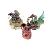 Three Dragon Statues, 1 w/ Light Up Feature