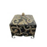 Metal Decorative Box with Lid, 11 in Tall