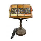 Stained Glass & Metal Table Lamp, 15 x 10 in