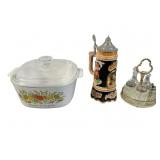 German Beer Stein, English Tea Set & Pot