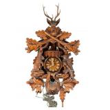 Carved Cuckoo Clock with Deer Motif, 14 in