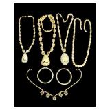 5 Carved Natural Material Necklaces & 2 Bangles