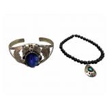 Sterling Abalone Cuff & Turquoise Bear Paw