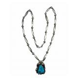 Silver & Turquoise Signed Necklace