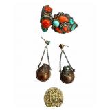 Tibetan Style Jewelry Lot & Doubloon Replica
