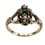 10k Emerald & Pearl Ring