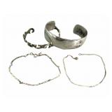 Sterling Scrap Lot, Four Silver Bracelets