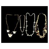 4 Unique Shell, Bone & Stone Necklaces