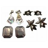 4 Pairs Sterling Earrings, Taxco