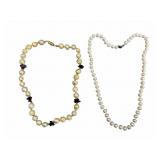 2 Genuine Pearl Necklaces, Amethyst & 925