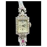 14k Diamond & Ruby Girard Perregaux Watch