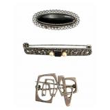 3 Sterling Brooches, Beau +